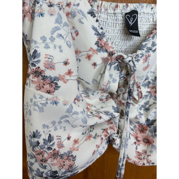 Corset Milkmaid Octoberfest Crop Top Tie Detail Puff Sleeve Sz Medium Coquette - Picture 9 of 13